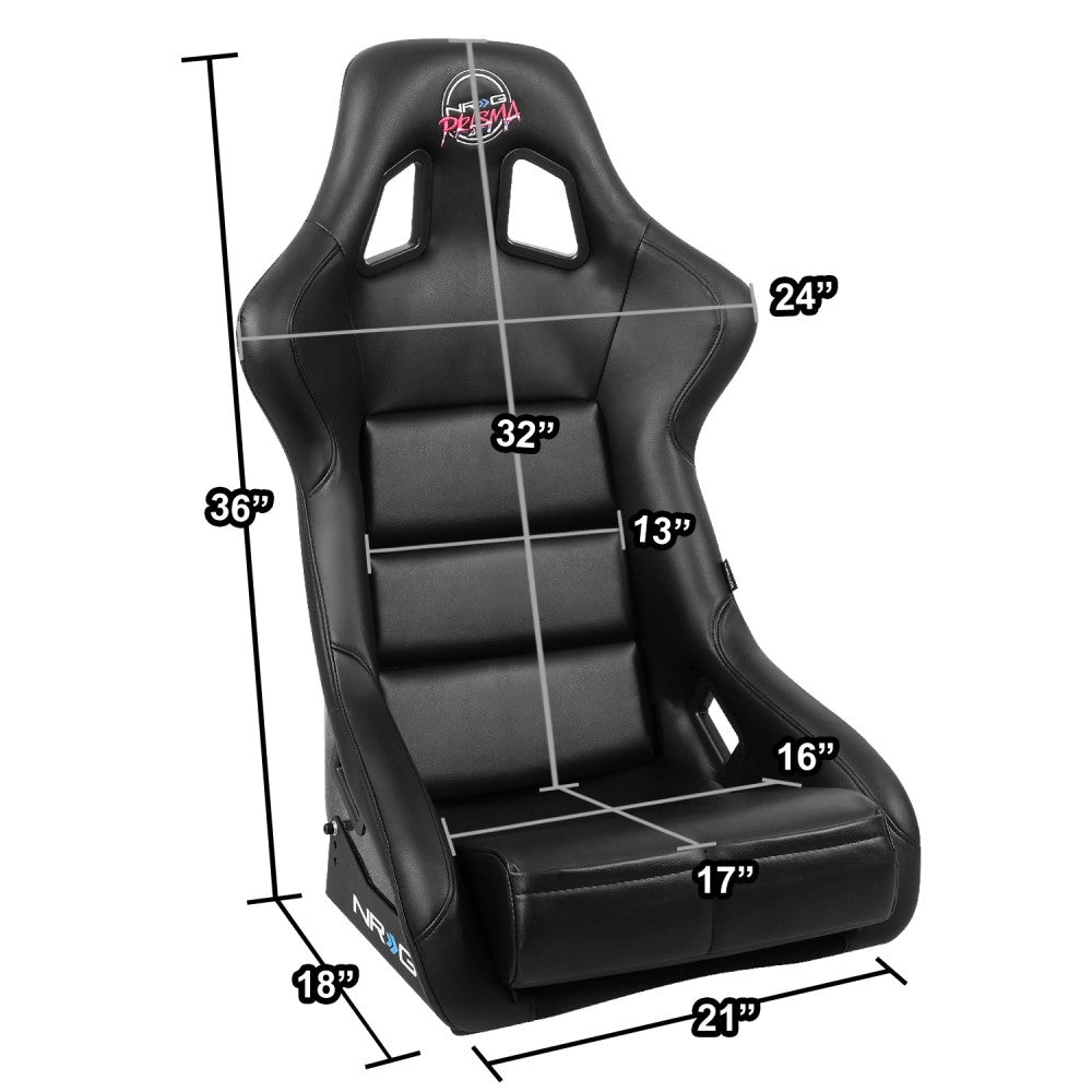 NRG FRP-302BK-V Prisma Fixed Back Bucket Racing Seat Black NRG-FRP-302BK-V