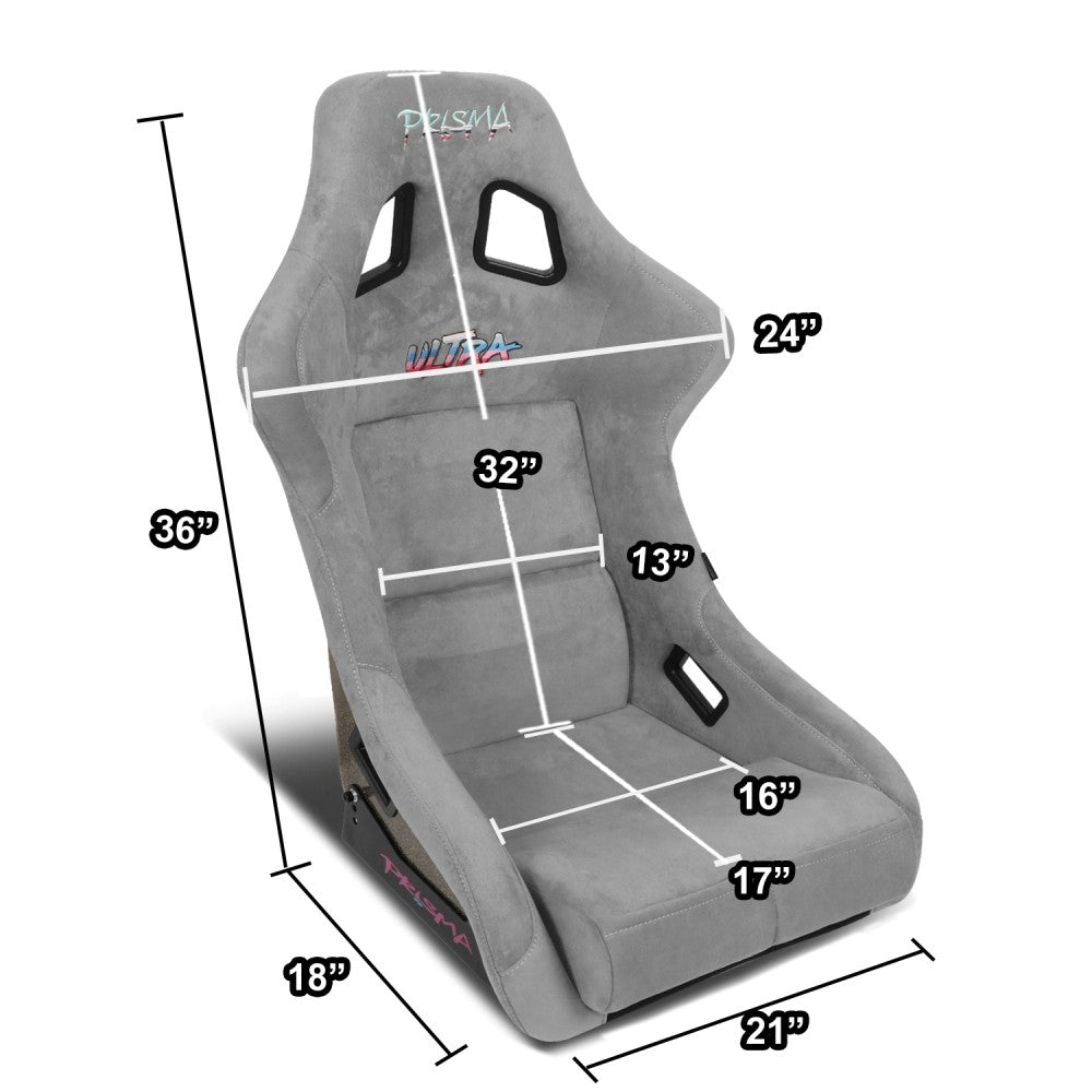NRG FRP-302GY-ULTRA Prisma "Ultra" Fixed Back Bucket Racing Seat Grey NRG-FRP-302GY-ULTRA