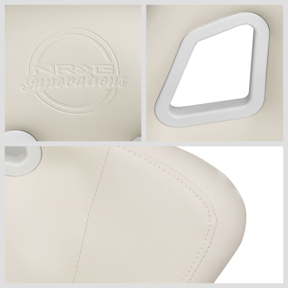 NRG FRP-302WT-V Prisma Fixed Back Bucket Racing Seat White NRG-FRP-302WT-V