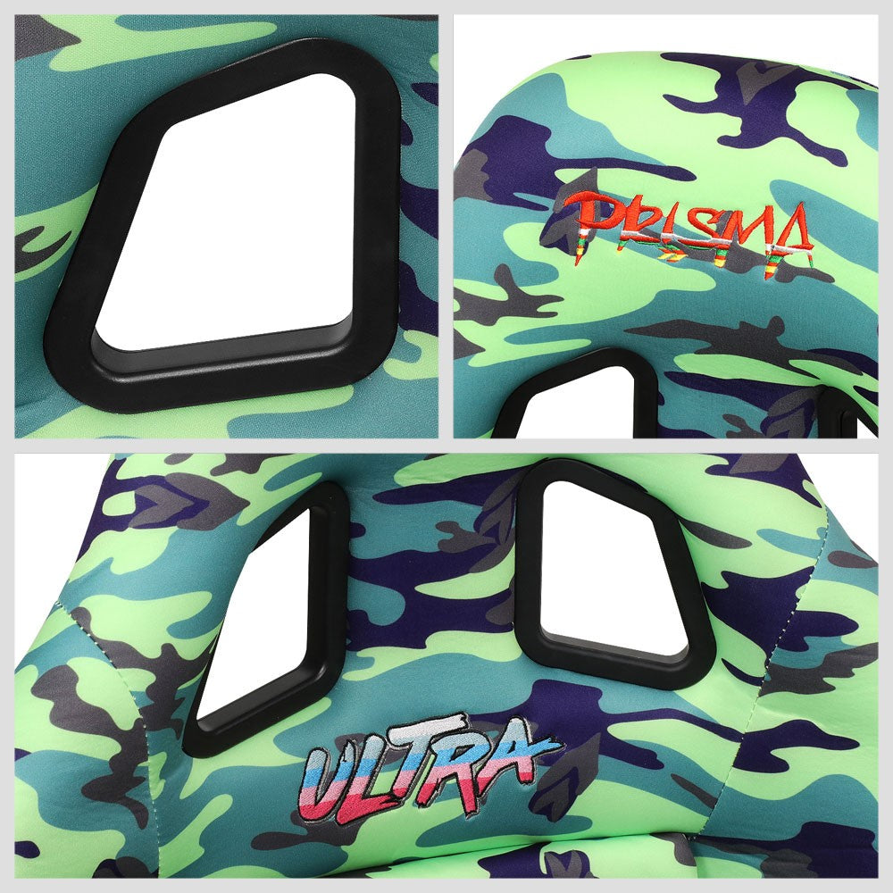 NRG FRP-303-GIJ PRISMA Fixed Bucket Racing Seat Green Camo Print NRG-FRP-303-GIJ