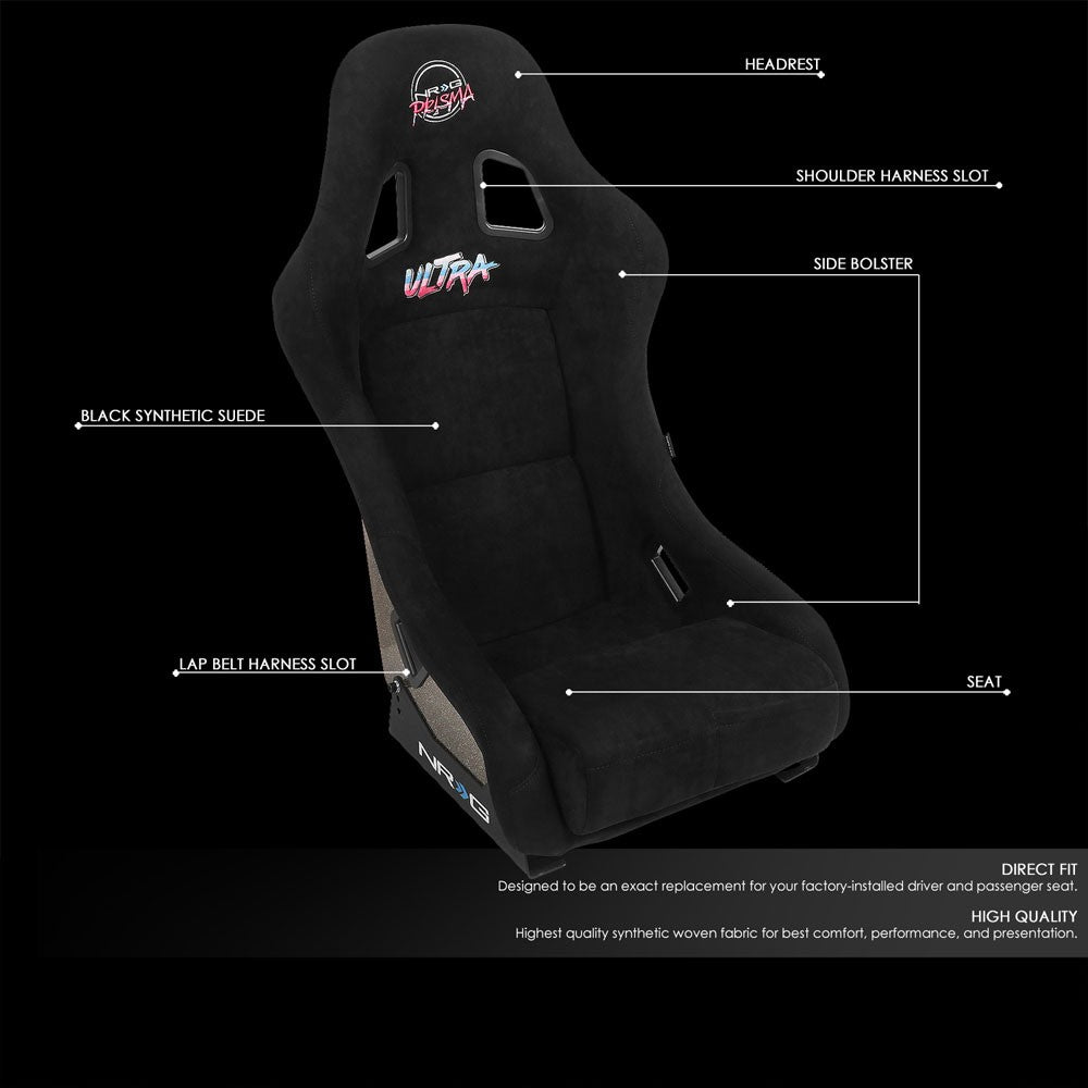NRG FRP-303BK-ULTRA PRISMA Fixed Bucket Racing Seat Black NRG-FRP-303BK-ULTRA