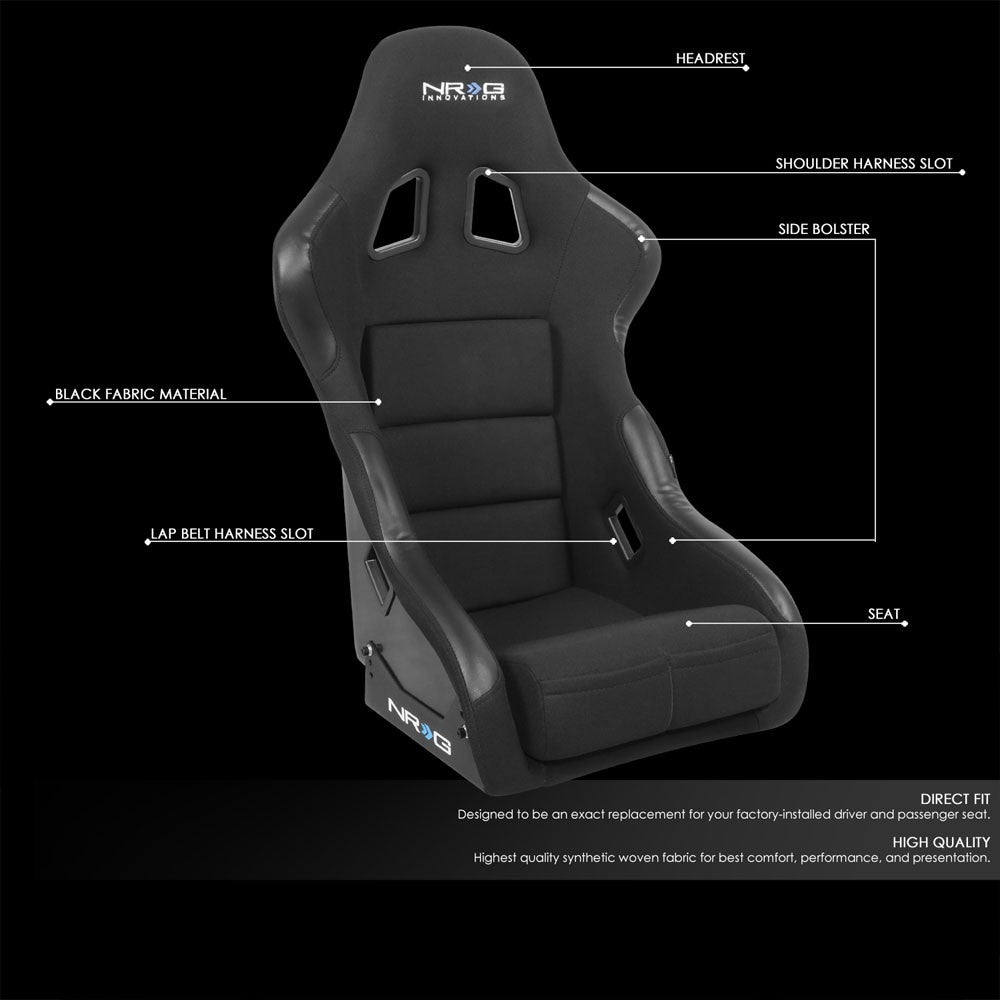 NRG FRP-311 Medium Fixed Bucket Racing Seat Black NRG-FRP-311