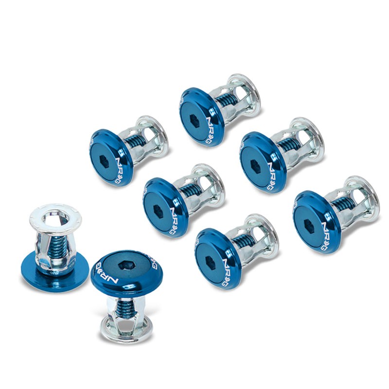 NRG 8PC Rivets 24MM Bumper Trunk Lids Fender Washer Blue Bolt Washer