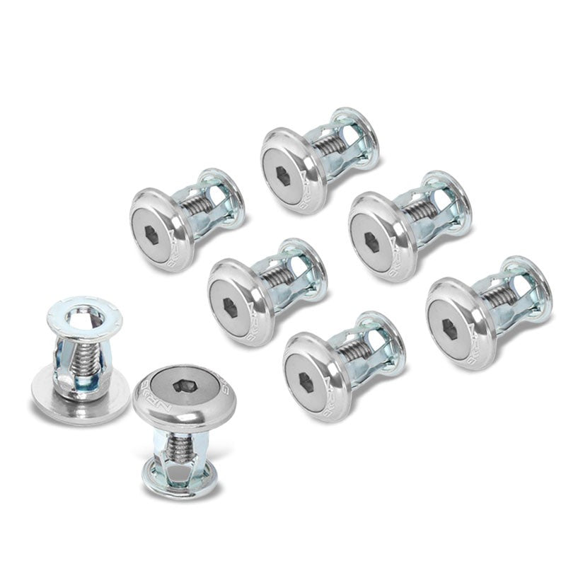 NRG 8PC Rivets 24MM Bumper Trunk Lids Fender Washer Silver Bolt Washer