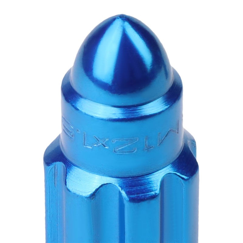 NRG Blue Bullet Shape M12x1.5 Solid Steel Wheel/Rim Lock Lug Nuts+Adapter Key-Car & Truck Wheels-BuildFastCar