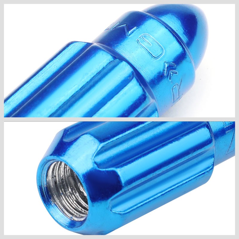 NRG Blue Bullet Shape M12x1.5 Solid Steel Wheel/Rim Lock Lug Nuts+Adapter Key-Car & Truck Wheels-BuildFastCar