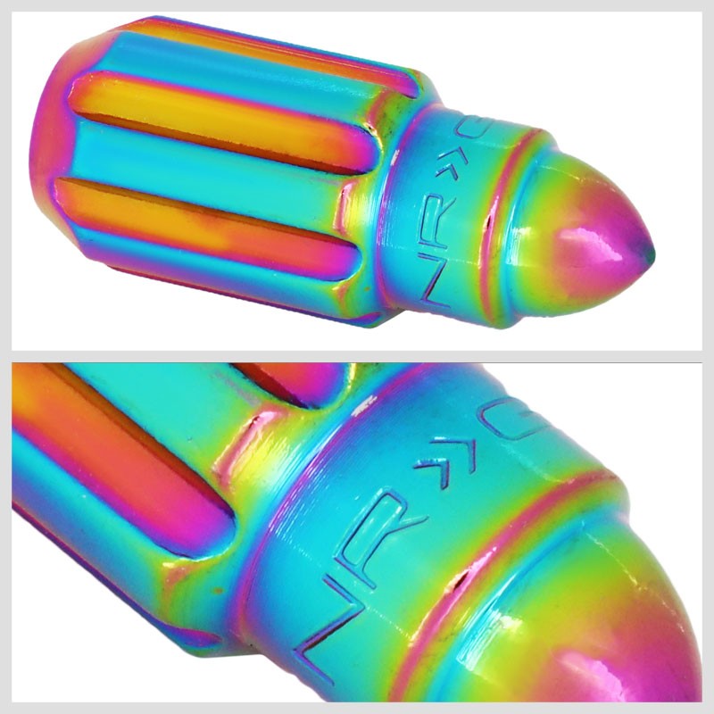 NRG Neo Chrome Bullet Shape M12x1.25 Steel Wheel/Rim Lock Lug Nuts+Adapter Key-Car & Truck Wheels-BuildFastCar