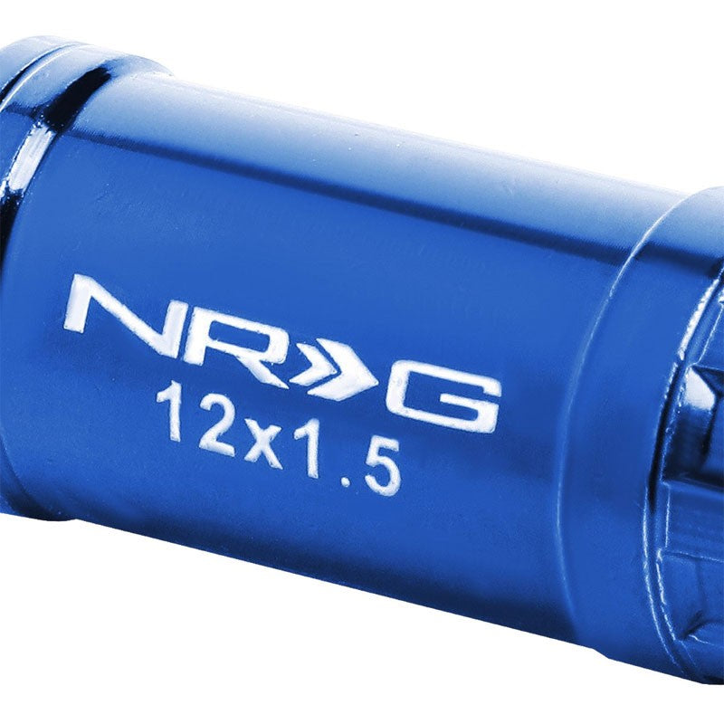 NRG Blue Closed End Spline M12x1.5 Steel Wheel/Rim Lock Lug Nuts+Adapter Key-Car & Truck Wheels-BuildFastCar