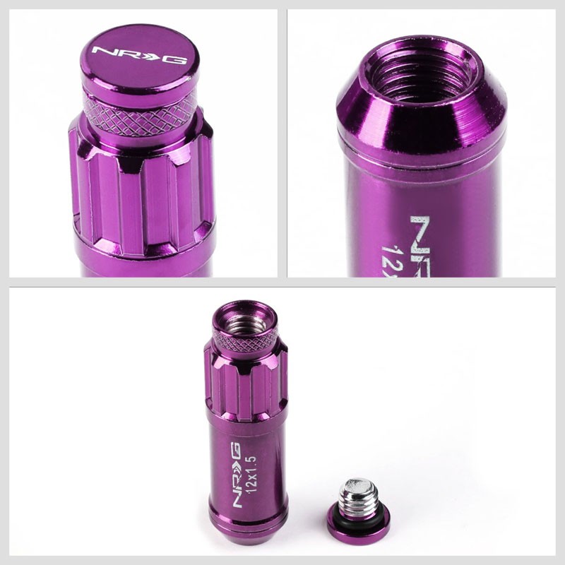NRG Purple Closed End Spline M12x1.5 Steel Wheel/Rim Lock Lug Nuts+Adapter Key-Car & Truck Wheels-BuildFastCar