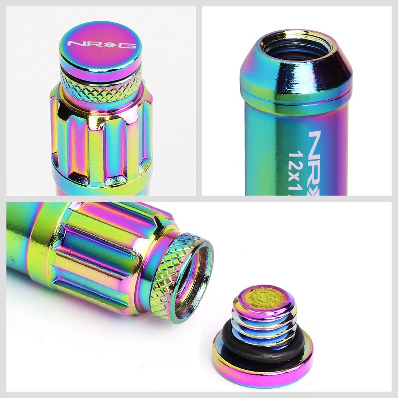 NRG Neo Chrome Closed End Spline M12x1.25 Steel Wheel/Rim Lock Lug Nuts+Key-Car & Truck Wheels-BuildFastCar