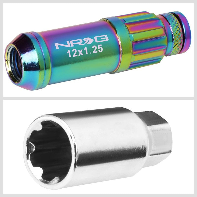 NRG Neo Chrome Closed End Spline M12x1.25 Steel Wheel/Rim Lock Lug Nuts+Key-Car & Truck Wheels-BuildFastCar