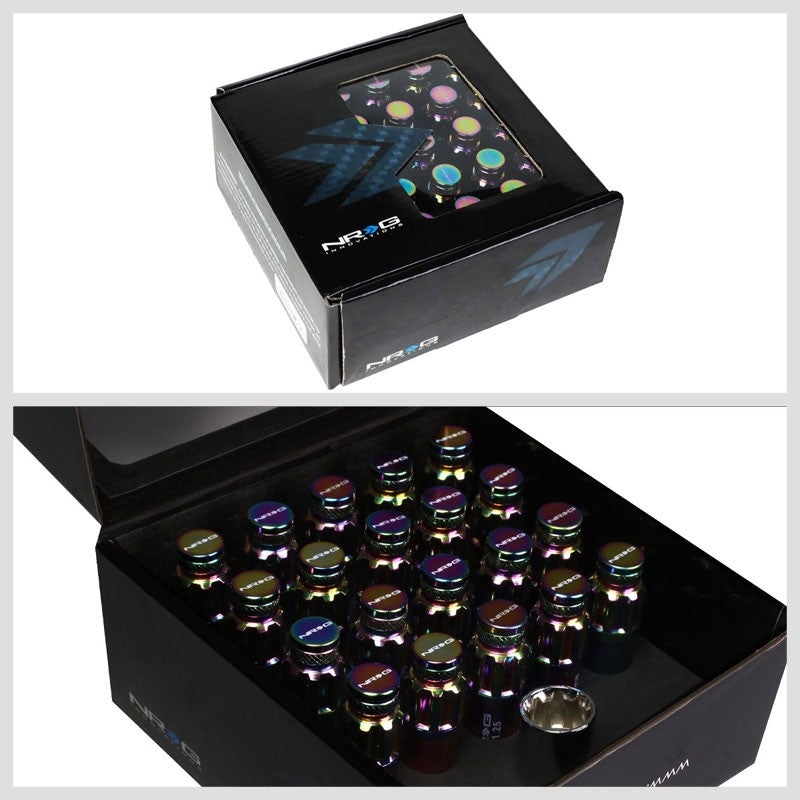 NRG Neo Chrome Closed End Spline M12x1.25 Steel Wheel/Rim Lock Lug Nuts+Key-Car & Truck Wheels-BuildFastCar