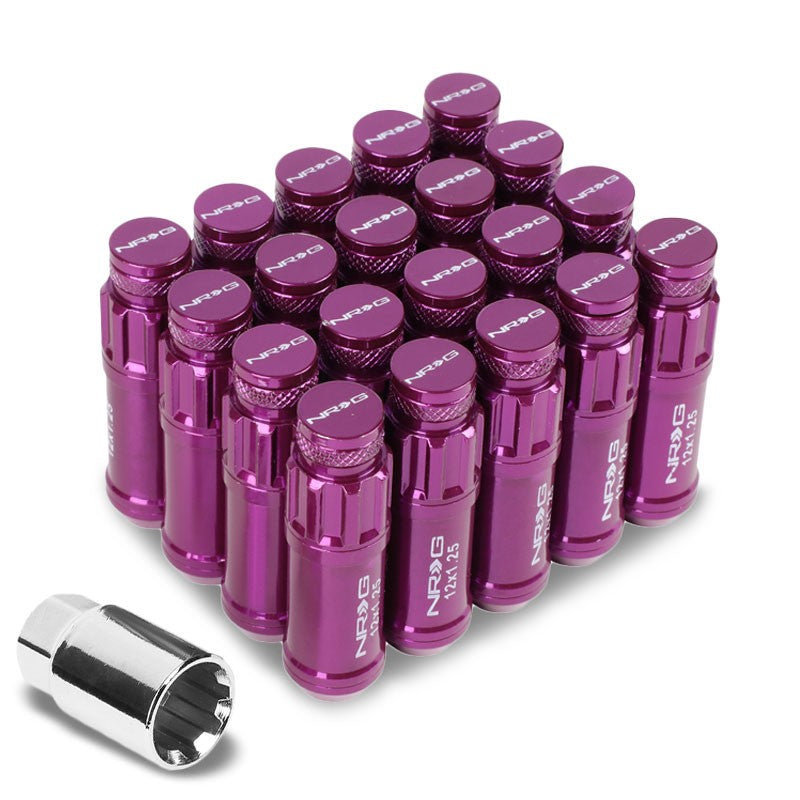 NRG Purple Closed End Spline M12x1.25 Steel Wheel/Rim Lock Lug Nuts+Adapter Key-Car & Truck Wheels-BuildFastCar