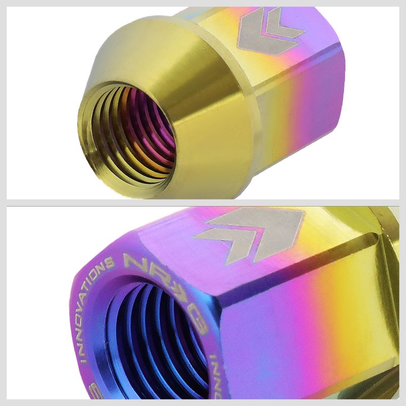 NRG Neo Chrome Open End Spline M12x1.5 Titanium Wheel/Rim Lock Lug Nuts+Key-Car & Truck Wheels-BuildFastCar