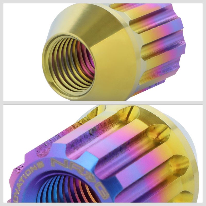 NRG Neo Chrome Open End Spline M12x1.5 Titanium Wheel/Rim Lock Lug Nuts+Key-Car & Truck Wheels-BuildFastCar