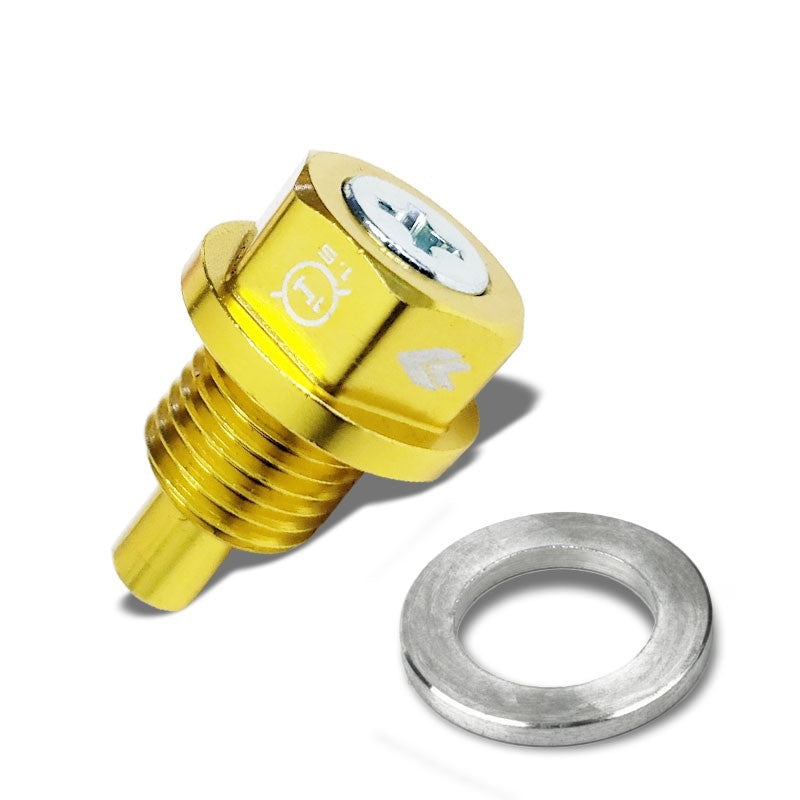 M14 x 1.5 Gold Aluminum 5000 Gauss Magnetic Oil Drain Plug For Acura/Dodge/Honda-Performance-BuildFastCar