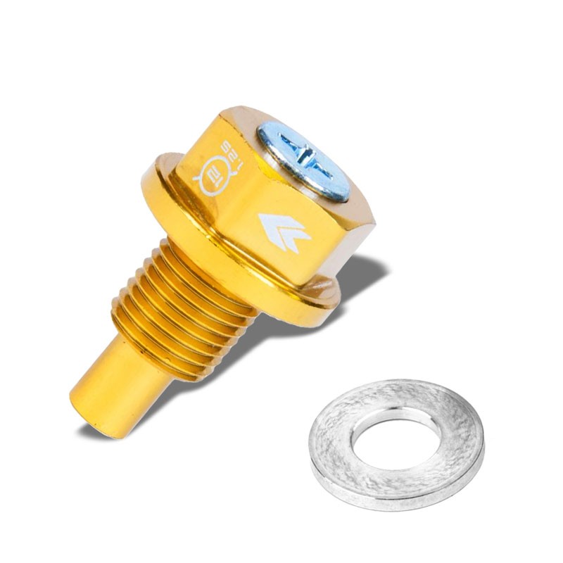 M12 x 1.25 Gold Aluminum 5000 Gauss Magnetic Oil Drain Plug For Infiniti/Lexus-Performance-BuildFastCar