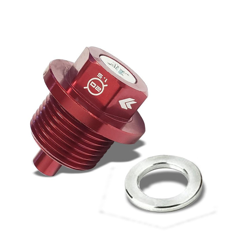 M20 x 1.5 NRG Red Aluminum 5000 Gauss Magnetic Oil Drain Plug For Subaru-Performance-BuildFastCar