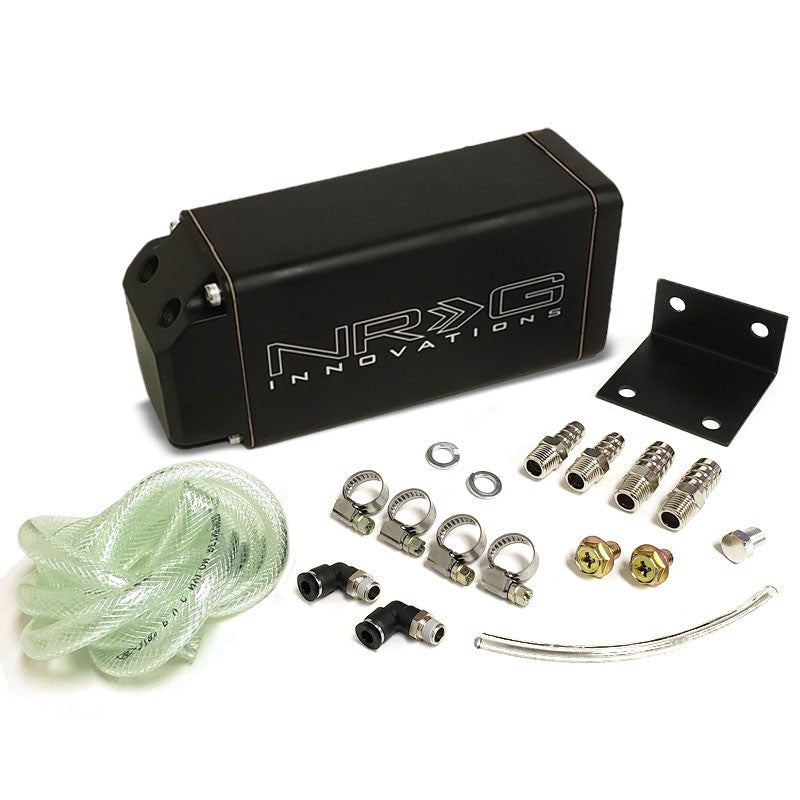 750ML NRG Black Aluminum Engine Valve Oil Catch Tank Reservoir Can+Hose+Mount-Performance-BuildFastCar