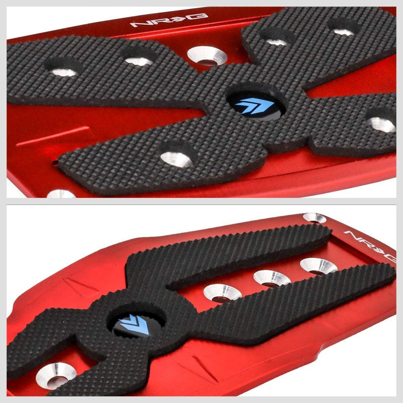 NRG NRG-PDL-250RD Brake/Gas Automatic AT Red Black Foot Pedal Plates Cover Set-Pedals & Pads-BuildFastCar