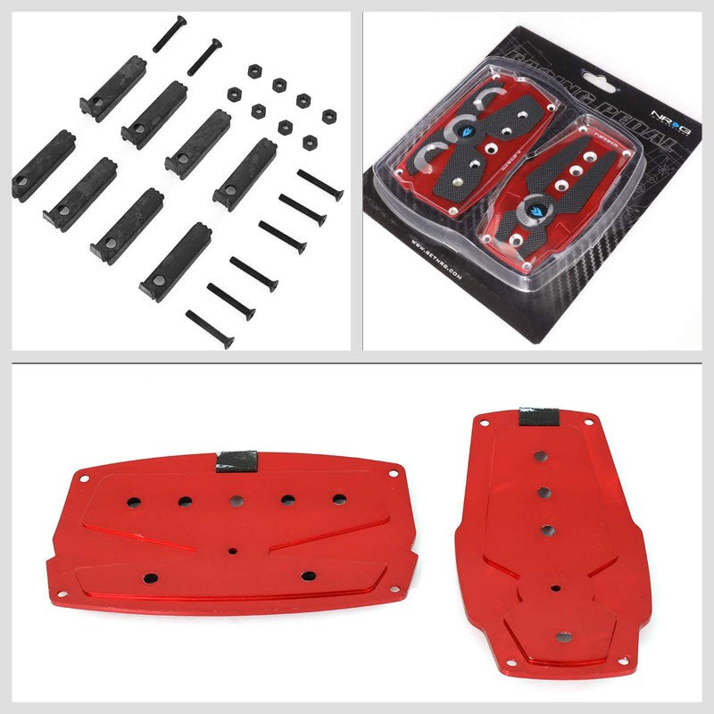 NRG NRG-PDL-250RD Brake/Gas Automatic AT Red Black Foot Pedal Plates Cover Set-Pedals & Pads-BuildFastCar