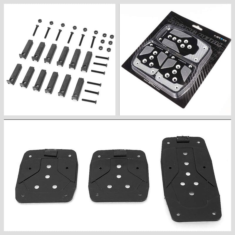 NRG NRG-PDL-400BK Brake/Gas/Clutch Manual MT Race Foot Pedal Plates Cover Set-Pedals & Pads-BuildFastCar