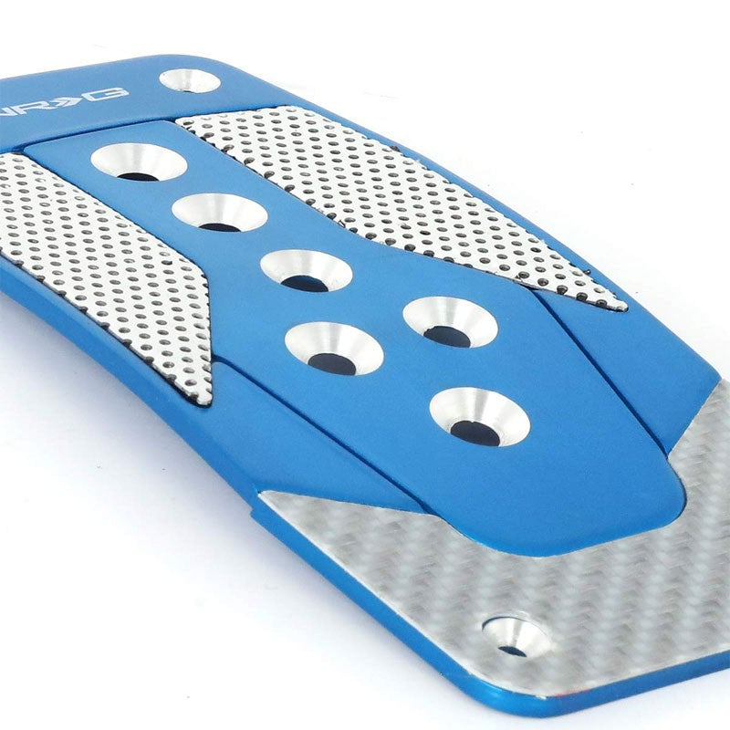 NRG NRG-PDL-450BL Brake/Gas Automatic AT Blue/Carbon Foot Pedal Plates Cover Set-Pedals & Pads-BuildFastCar