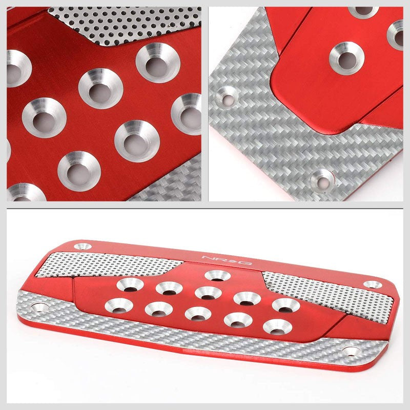 NRG NRG-PDL-450RD Brake/Gas Automatic AT Red/Silver Foot Pedal Plates Cover Set-Pedals & Pads-BuildFastCar