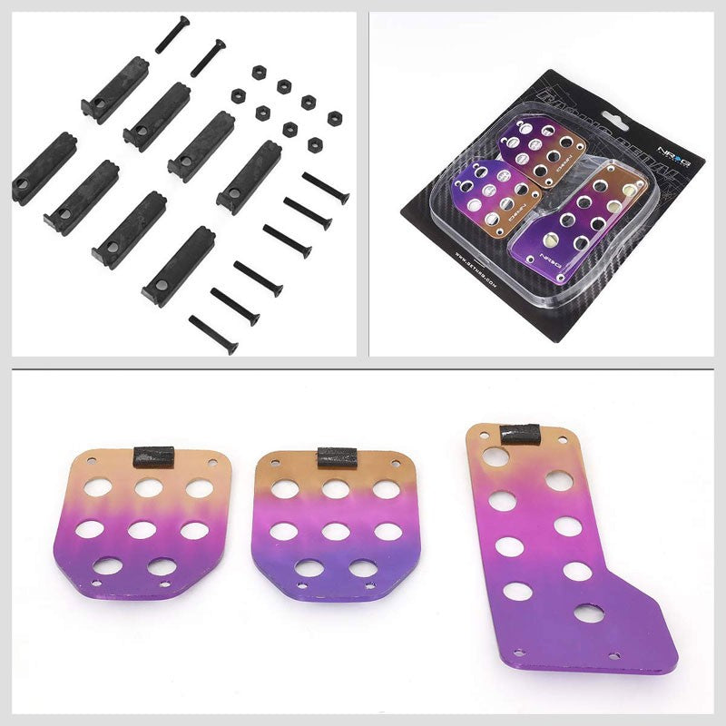 NRG NRG-PDL-500PT Brake/Gas/Clutch Manual Purple/Titanium Fade Pedal Plate Cover-Pedals & Pads-BuildFastCar