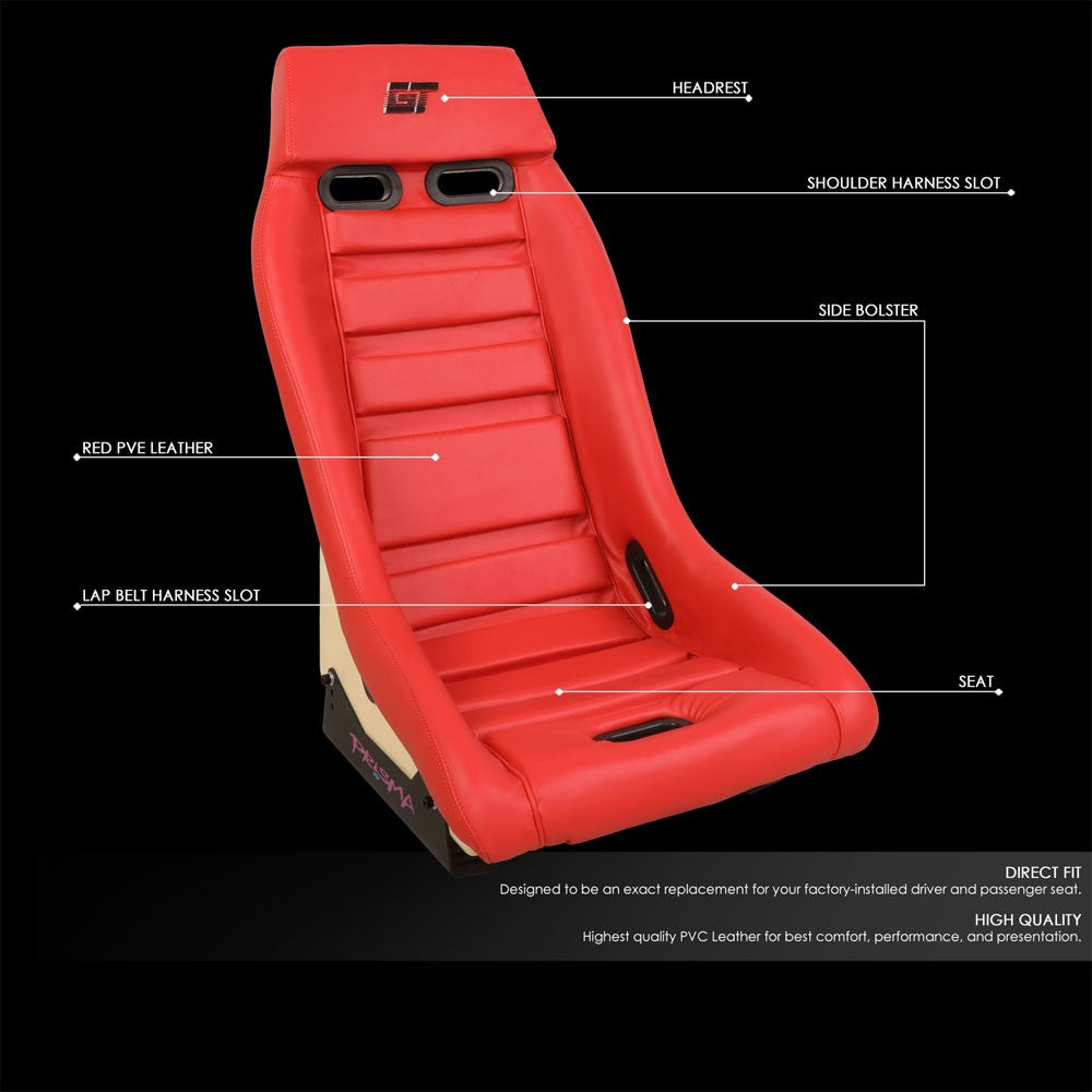 NRG PRI-100RD-STARDUST GT Retro PRISMA Fixed Bucket Racing Seat Red NRG-PRI-100RD-STARDUST
