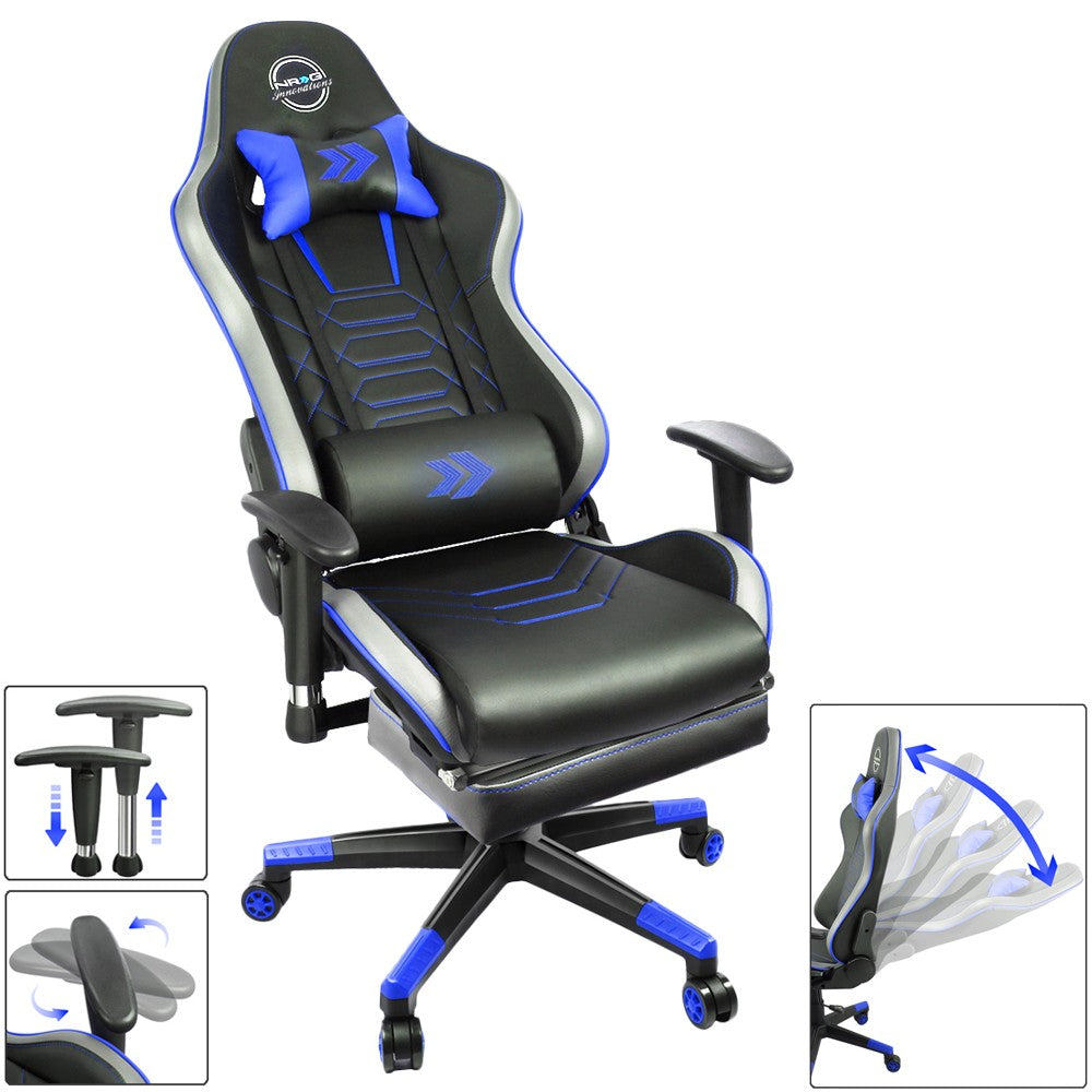 NRG RSC-G100BL Racing Seat Style Reclinable Back/Leg Resting Office Gaming Chair NRG-RSC-G100BL