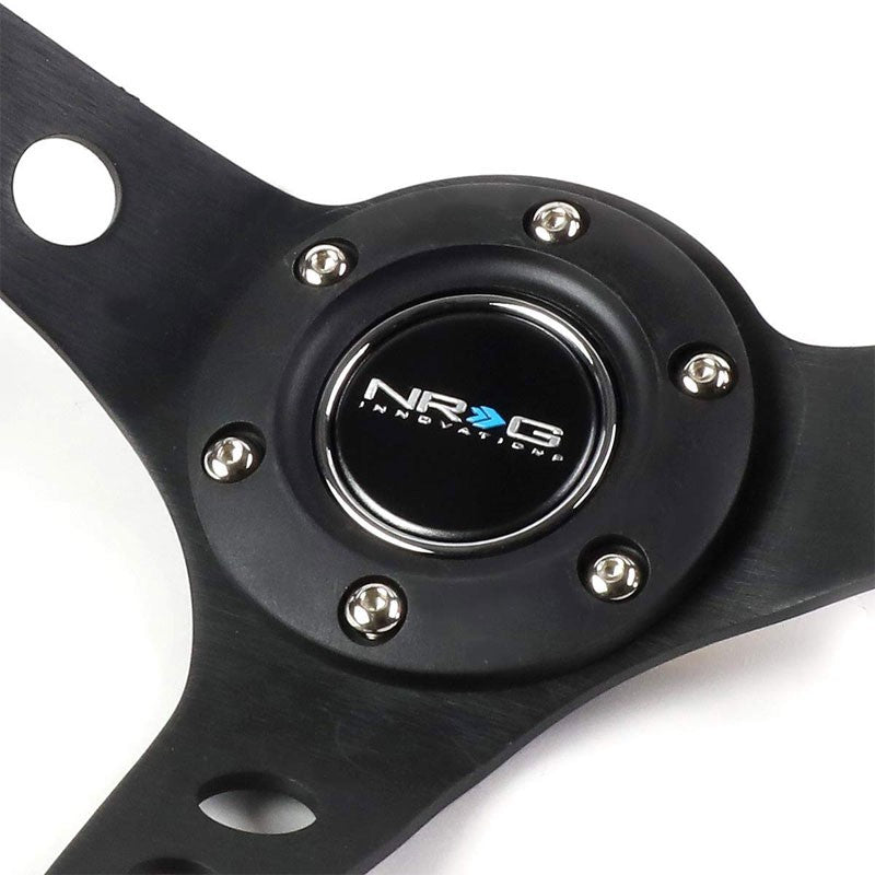 Black Round Holes Spoke/YW Stripe 350mm 3" Deep RST-006BK-Y NRG Steering Wheel-Interior-BuildFastCar
