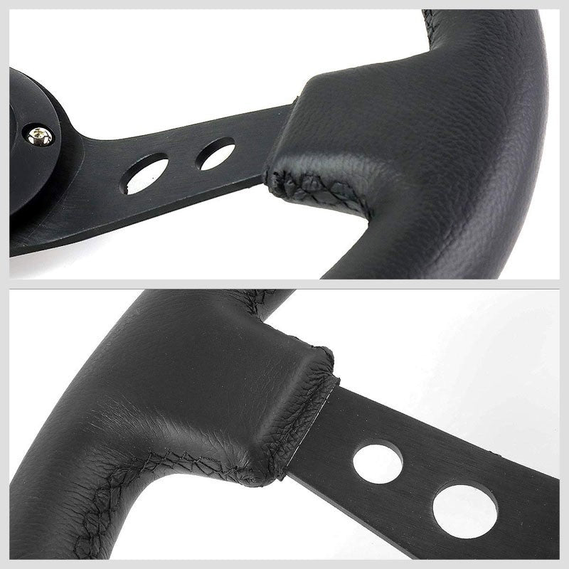 Black Round Holes Spoke/YW Stripe 350mm 3" Deep RST-006BK-Y NRG Steering Wheel-Interior-BuildFastCar