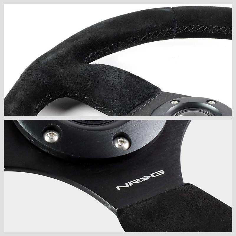 Black Suede/Spoke D-Shape Flat Bottom 320mm/330mm RST-009S NRG Steering Wheel-Steering Wheels & Accessories-BuildFastCar
