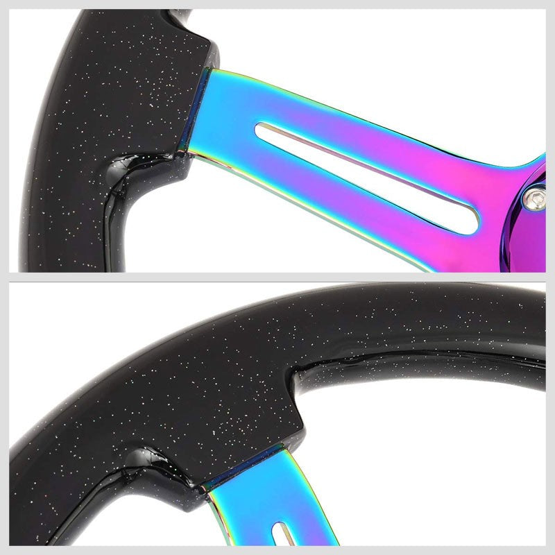 NRG RST-018BSB-MC Sparkle Wood/Neo Chrome3 Spoke Steering Wheel+Horn Button-Interior-BuildFastCar