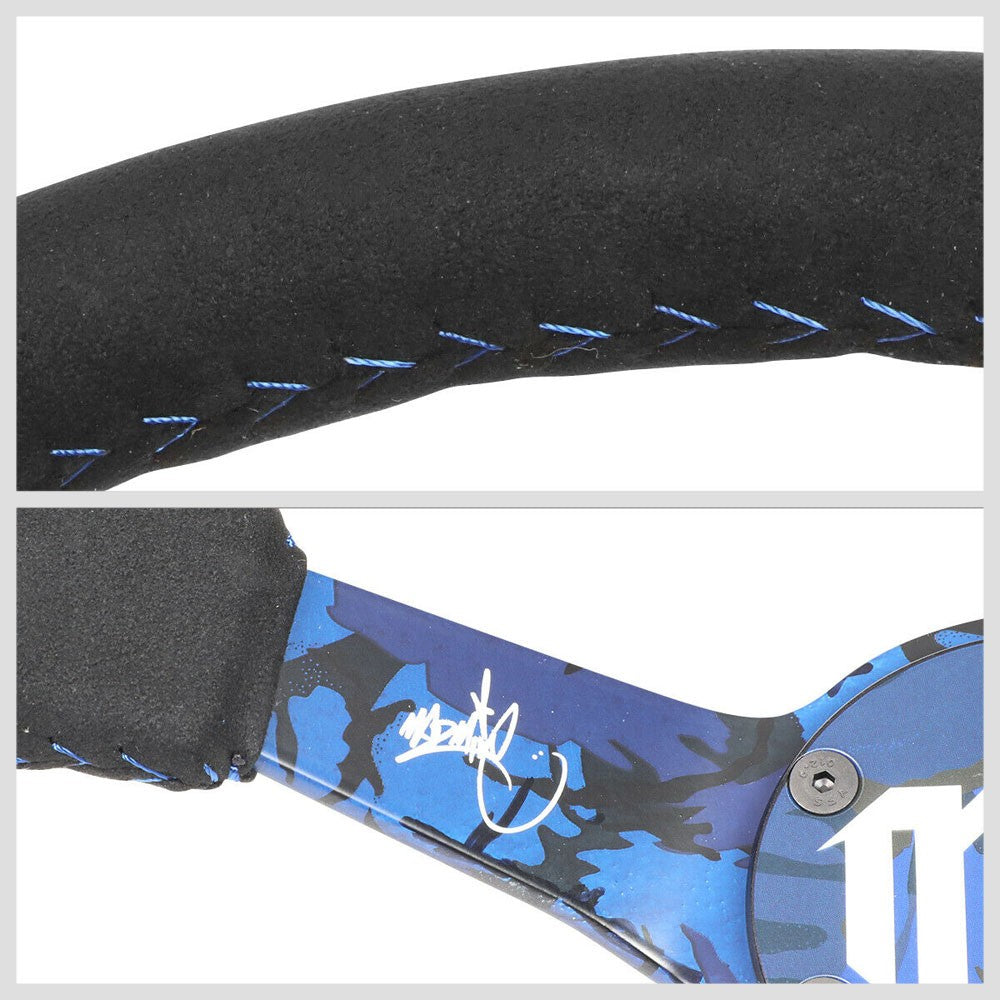 NRG RST-020MB-C-MM 350mm 3" Deep Dish MadMike Blue Alcantara Steering Wheel