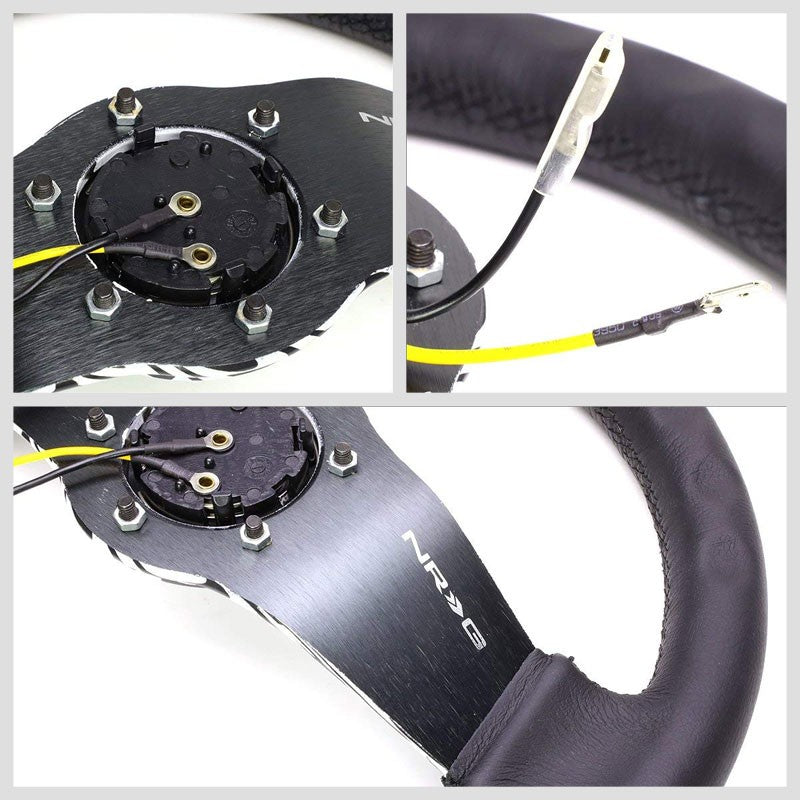 Black/White Cloud Waves 310mm RST-021R-WAVE-Y NRG Steering Wheel+Horn Button-Interior-BuildFastCar