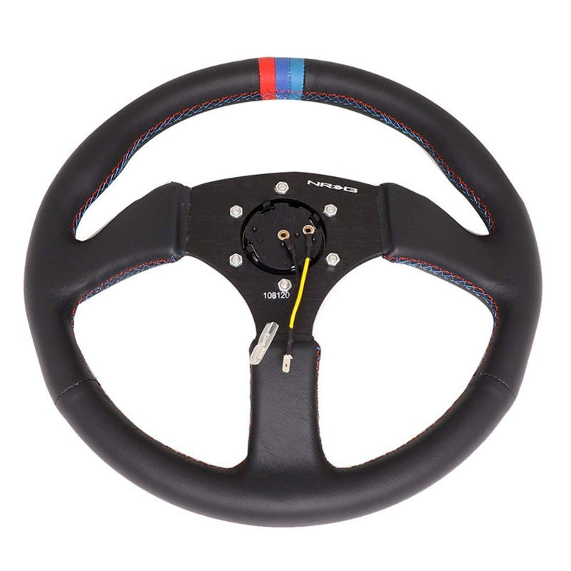 M3 Tircolor Stripe/Stitch 350mm 2.5" Deep RST-023MB-R-M3 NRG Steering Wheel+Horn-Interior-BuildFastCar