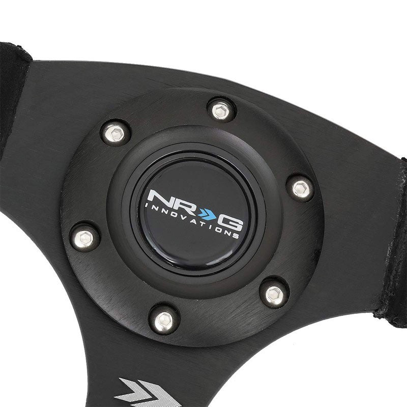 NRG RST-023MB-SA Black Suede/Thumb Grip 3 Spoke Steering Wheel+Horn Button-Interior-BuildFastCar