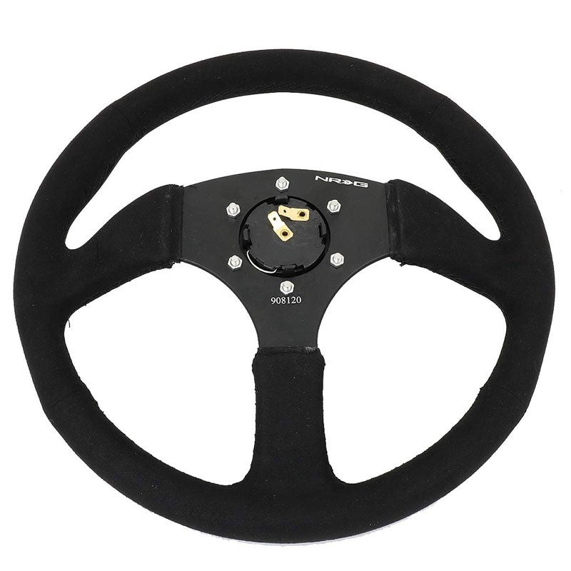NRG RST-023MB-SA Black Suede/Thumb Grip 3 Spoke Steering Wheel+Horn Button-Interior-BuildFastCar
