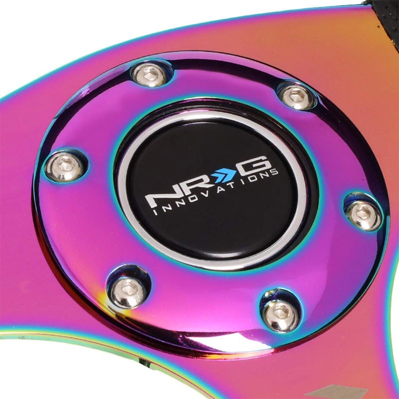 Black Suede/Neo Chrome Spoke 350mm 2.5" Deep RST-023MC-R NRG Steering Wheel+Horn-Interior-BuildFastCar