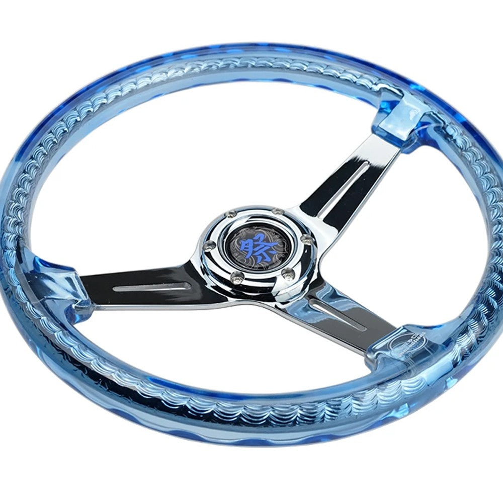 NRG RST-027CH-BL Universal MATSURI Blue/Twisted Chrome Steering Wheel