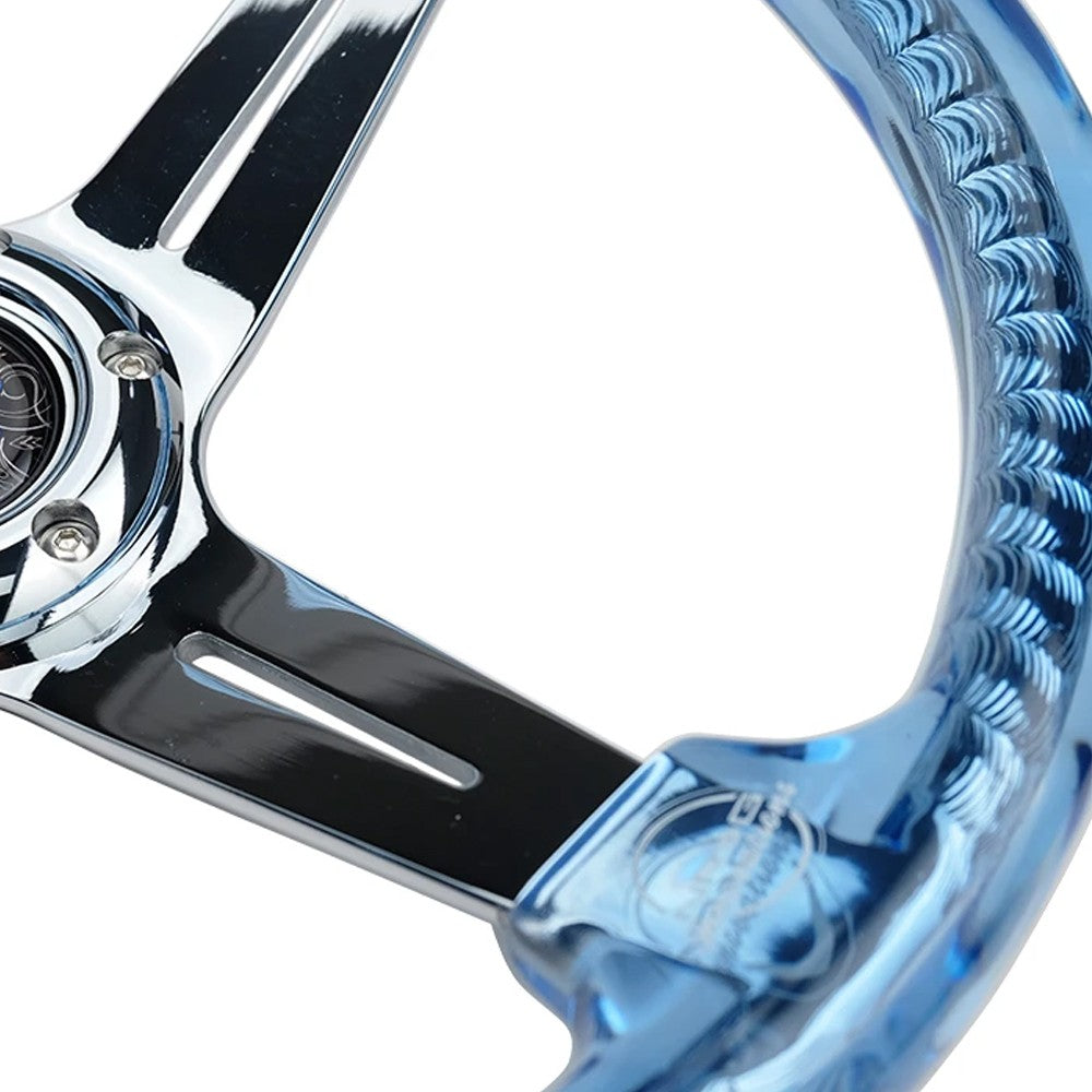 NRG RST-027CH-BL Universal MATSURI Blue/Twisted Chrome Steering Wheel