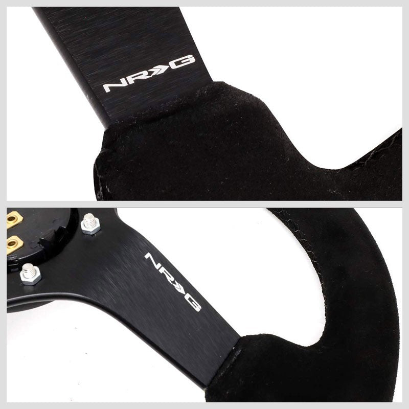 Black Suede/Black Spoke 350mm 3" Deep RST-033BK-S Classic NRG Steering Wheel-Interior-BuildFastCar