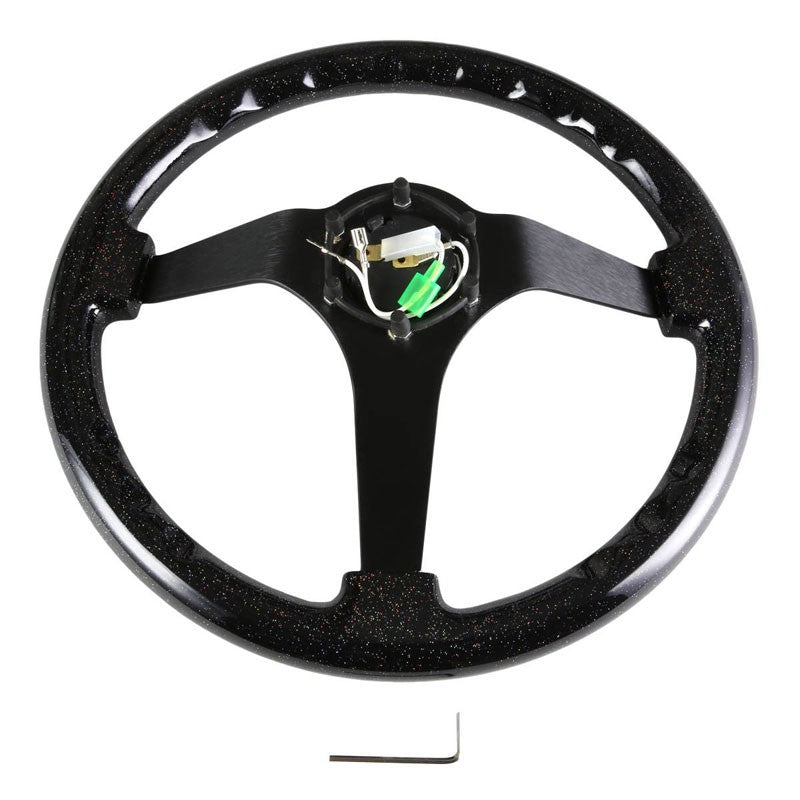 Black Wood Grain Vintage 350mm 3" Deep RST-036BSB-BK NRG Steering Wheel+Horn-Interior-BuildFastCar