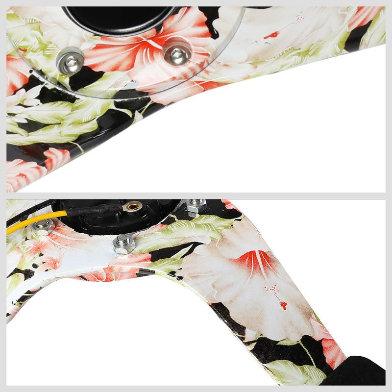 Suede/Quadcolor Floral Spoke 350mm 3" Deep RST-036FL-S NRG Steering Wheel+Horn-Interior-BuildFastCar