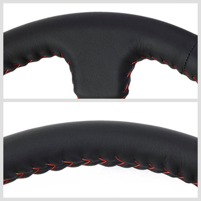 NRG Black Leather/Gold Spokes Deep Dish 6-Bolt 350mm Steering Wheel+Horn Button-Interior-BuildFastCar