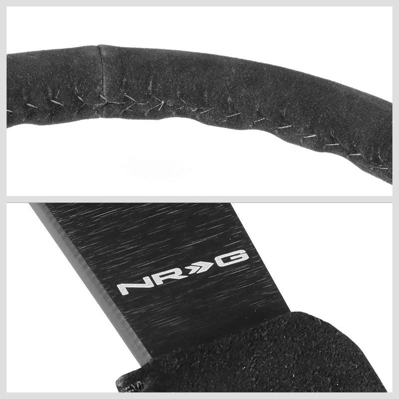 Black Suede 350mm 3" Deep RST-036MB-S-BK "ODI" Bakchis Inspired NRG Steer Wheel-Interior-BuildFastCar