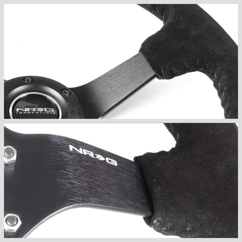 Black Suede 350mm 3" Deep RST-036MB-S-BK "ODI" Bakchis Inspired NRG Steer Wheel-Interior-BuildFastCar