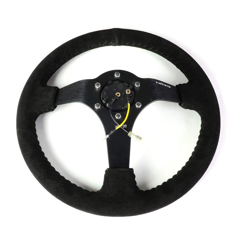 Black Suede 350mm 3" Deep RST-036MB-S-BK "ODI" Bakchis Inspired NRG Steer Wheel-Interior-BuildFastCar